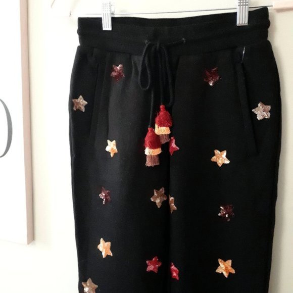 NWT Rococo Sand black sequin star tassel jogger trackpants - Picture 11 of 11